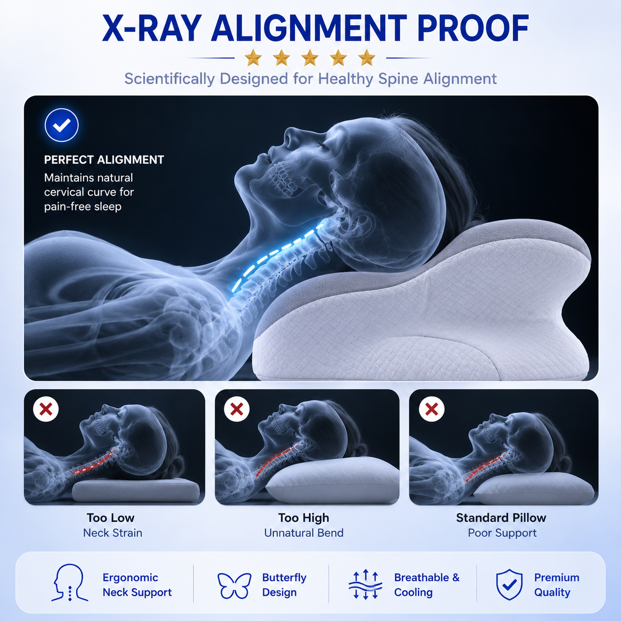 Orthopaedic Pillow for Neck Pain, Shoulder Support & Better Posture