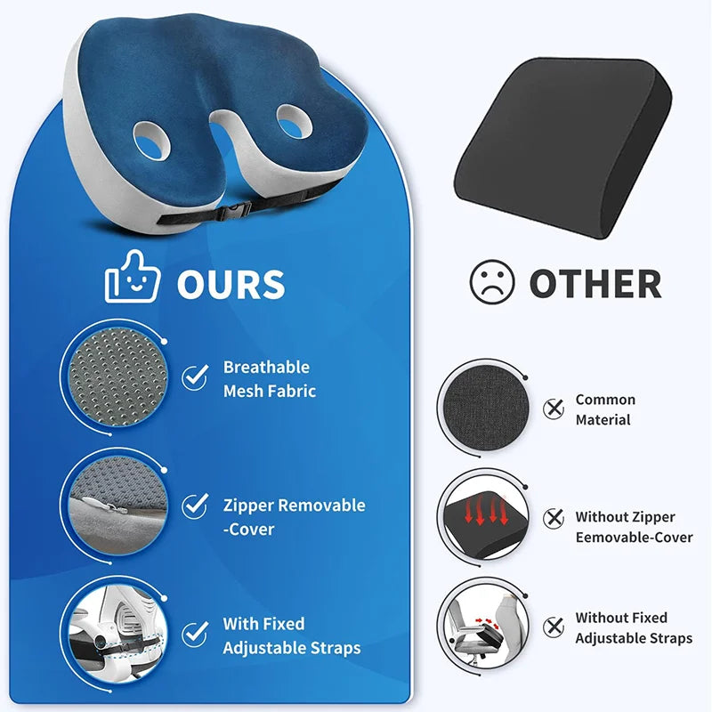 Sciatica Relief Cushion for Tailbone, Hip & Lower Back Support