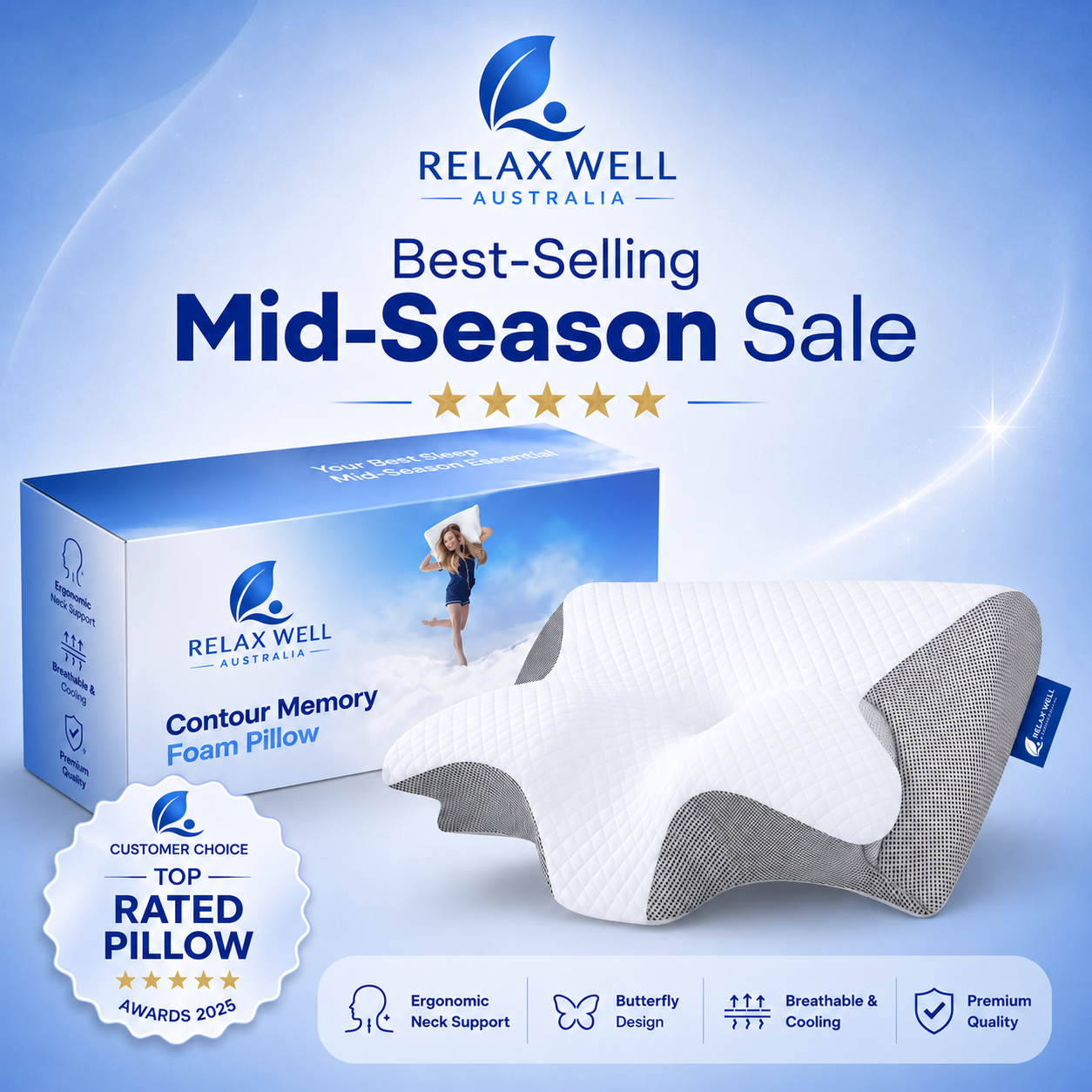 Orthopaedic Pillow for Neck Pain, Shoulder Support & Better Posture