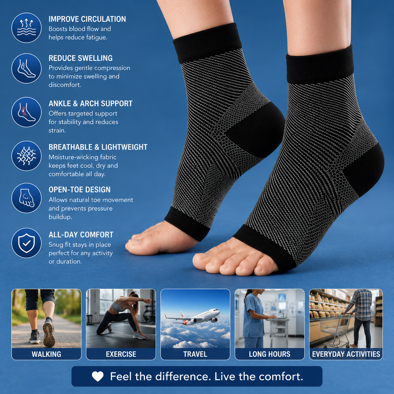 Foot & Ankle Sleeve Compression Socks