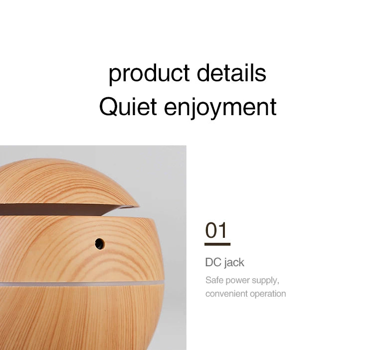 Home Wood Grain Air Humidifier Purifier Aroma Diffuser USB Ultrasonic Cool Mist Sprayer Essential Oil Fragrance