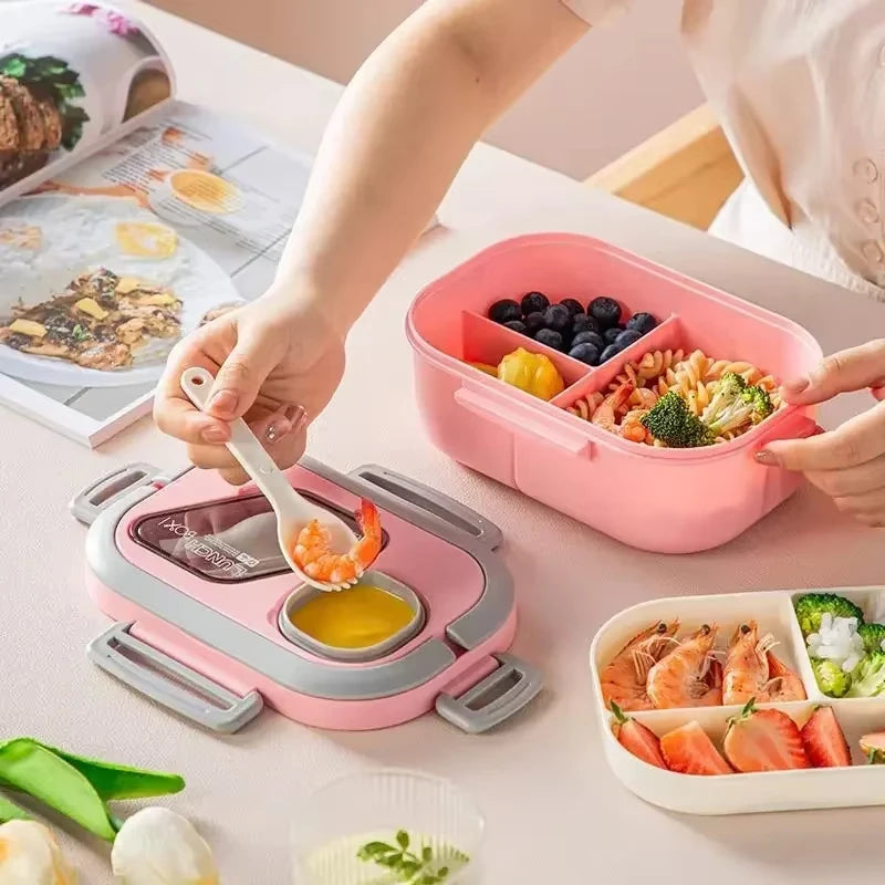 1Pcs Convenient Insulated Lunch Box European Oval Sealed Fresh-keeping Lunch Box Double-layer Household Adult Bento Box