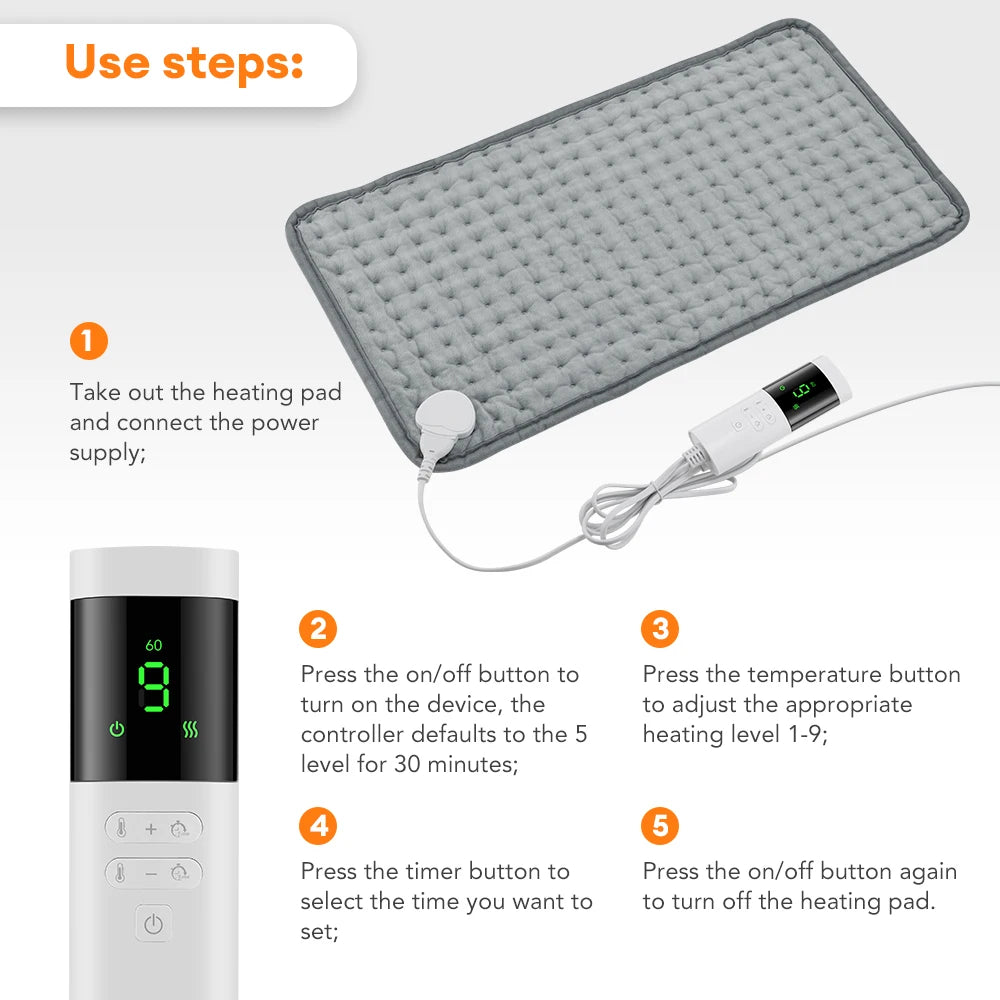 Electric Heating Pad Shoulder Back Leg Pain Relief Physiotherapy Winter Heater Timed Temperature Control Heating Blanket Mat