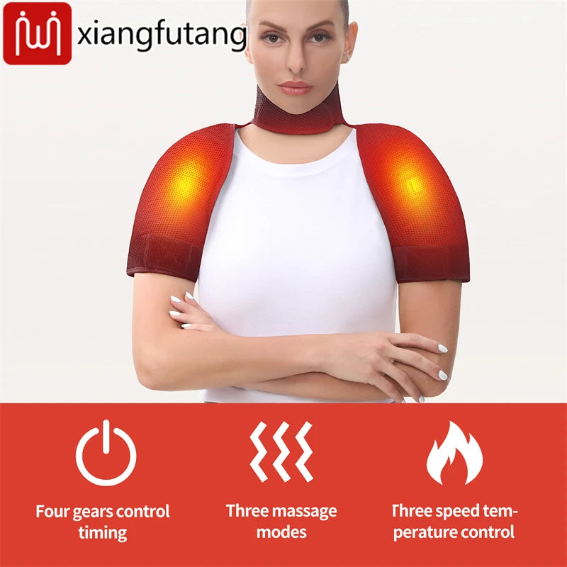 Heated Shoulder Back Massager 3 Massage Heating Functions Fits Shoulders Neck Back Relieves Cervical Soreness Muscle Strains