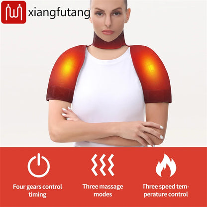 Heated Shoulder Back Massager 3 Massage Heating Functions Fits Shoulders Neck Back Relieves Cervical Soreness Muscle Strains