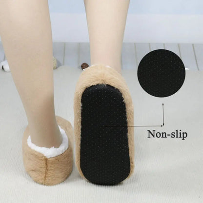Cozy Anti-Slip Slipper Socks Women Cartoon Cat Soft Fleece Floor Socks Indoor Shoes Warm Winter Plush Socks Bedroom