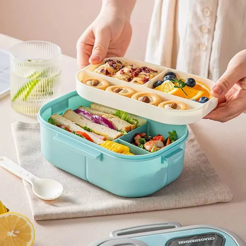 1Pcs Convenient Insulated Lunch Box European Oval Sealed Fresh-keeping Lunch Box Double-layer Household Adult Bento Box