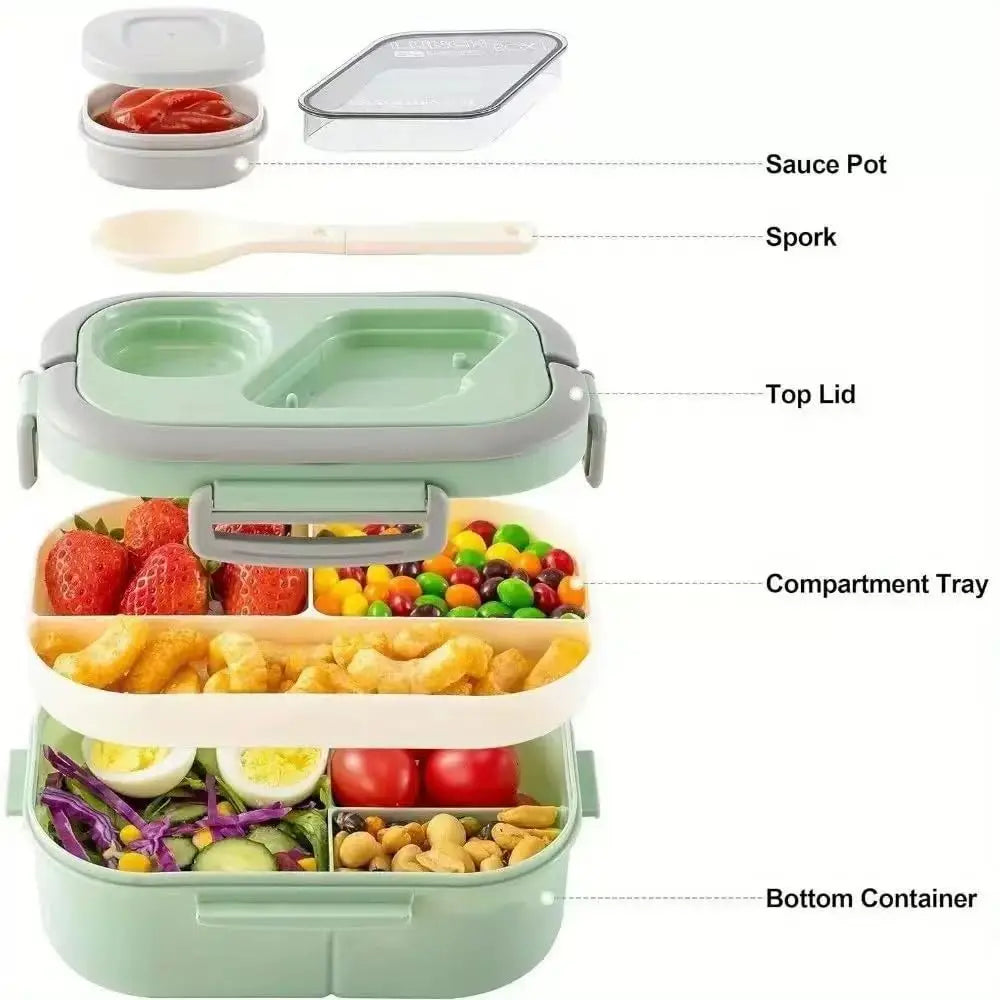 1Pcs Convenient Insulated Lunch Box European Oval Sealed Fresh-keeping Lunch Box Double-layer Household Adult Bento Box