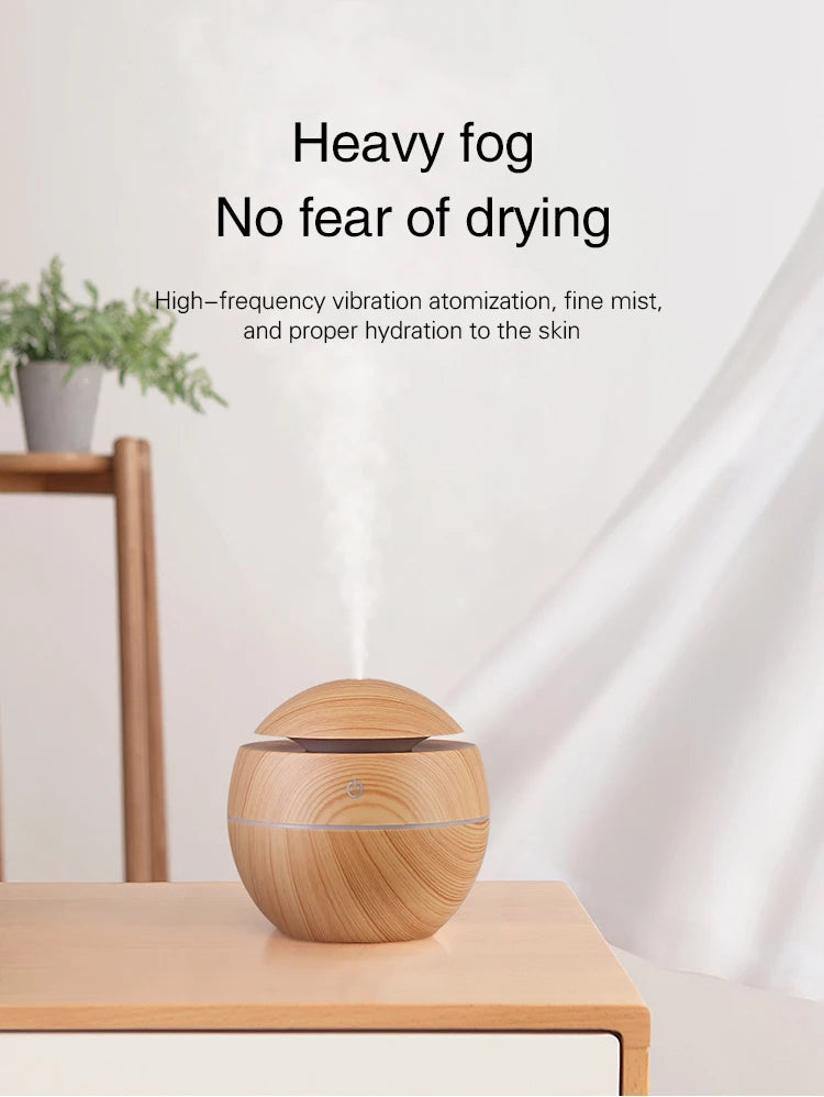 Home Wood Grain Air Humidifier Purifier Aroma Diffuser USB Ultrasonic Cool Mist Sprayer Essential Oil Fragrance