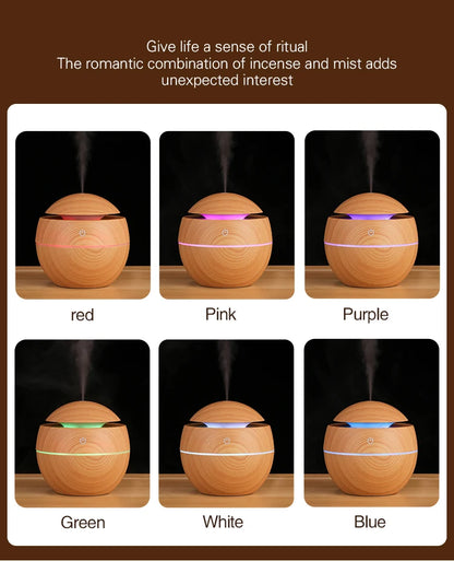 Home Wood Grain Air Humidifier Purifier Aroma Diffuser USB Ultrasonic Cool Mist Sprayer Essential Oil Fragrance