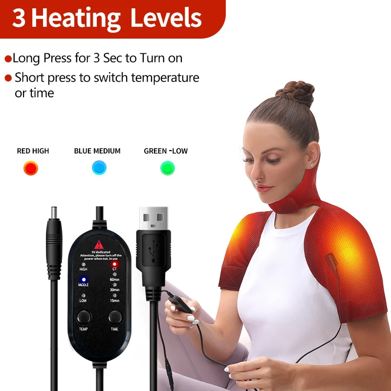 Heated Shoulder Back Massager 3 Massage Heating Functions Fits Shoulders Neck Back Relieves Cervical Soreness Muscle Strains