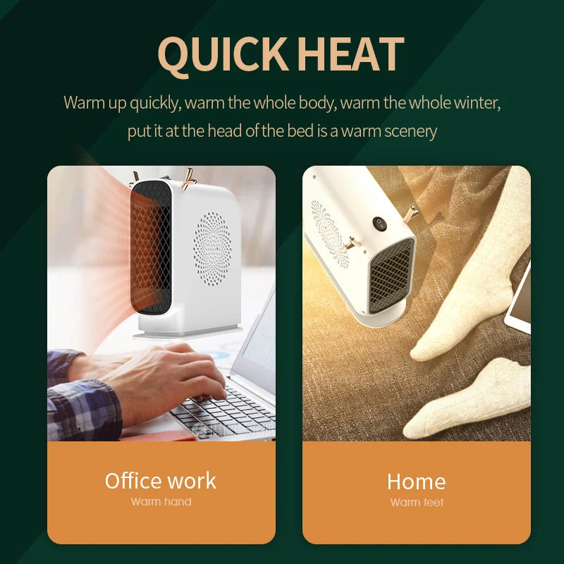 Mini Electric Heater Portable Desktop Low Consumption Warm Heating Fans for Home Office Hand Foot Warmer Heater for Winter 500W