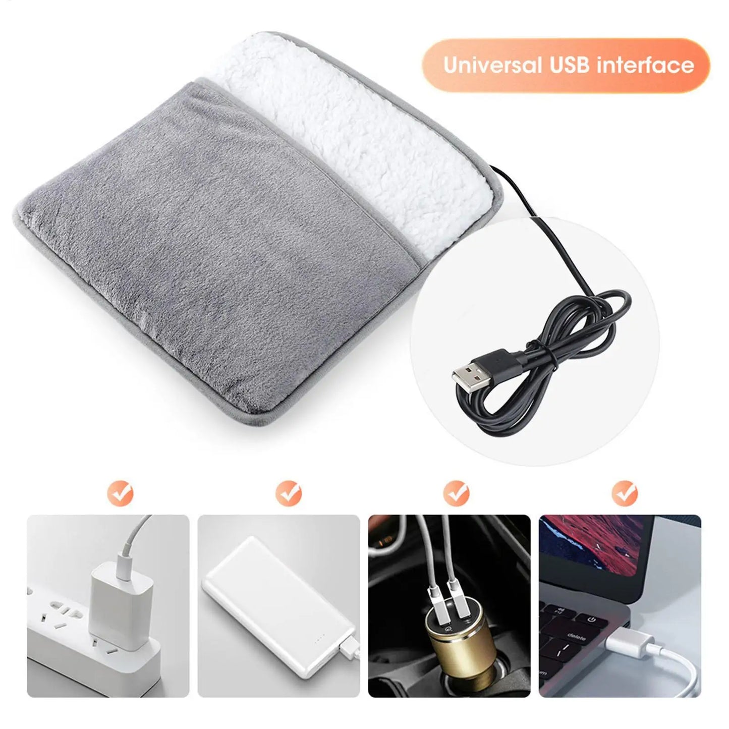 Foot Warmer USB Foot Heater Electric Foot Heating Pad Fast Heating Soft Plush Electric Foot Warmer for Home Heated Feet Warmer