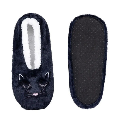 Cozy Anti-Slip Slipper Socks Women Cartoon Cat Soft Fleece Floor Socks Indoor Shoes Warm Winter Plush Socks Bedroom