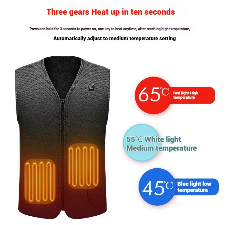 Usb Heated Vest for Men Women Electric Smart Heating Jacket Thermal Waistcoat Lightweight Warm Self Heating Vest Padded Jacket