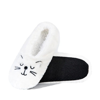 Cozy Anti-Slip Slipper Socks Women Cartoon Cat Soft Fleece Floor Socks Indoor Shoes Warm Winter Plush Socks Bedroom