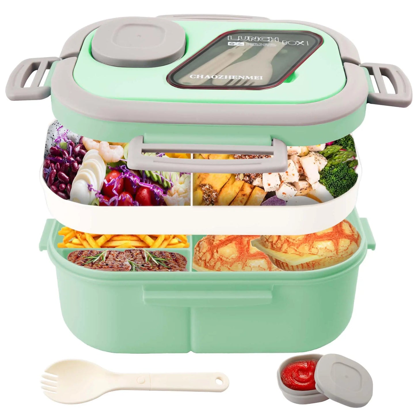 1Pcs Convenient Insulated Lunch Box European Oval Sealed Fresh-keeping Lunch Box Double-layer Household Adult Bento Box