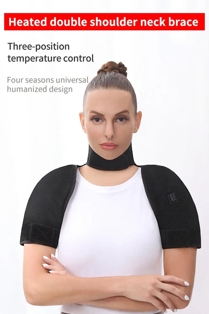 Heated Shoulder Back Massager 3 Massage Heating Functions Fits Shoulders Neck Back Relieves Cervical Soreness Muscle Strains