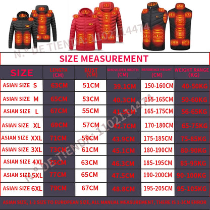 USB Rechargeable Heated Jacket Cotton Hooded Jacket Electric Heated Warm Jacket Outdoor Camping Hiking