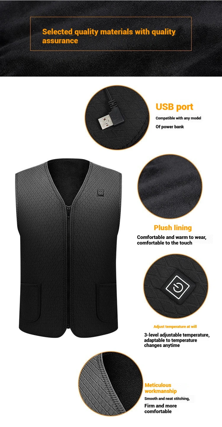 Usb Heated Vest for Men Women Electric Smart Heating Jacket Thermal Waistcoat Lightweight Warm Self Heating Vest Padded Jacket