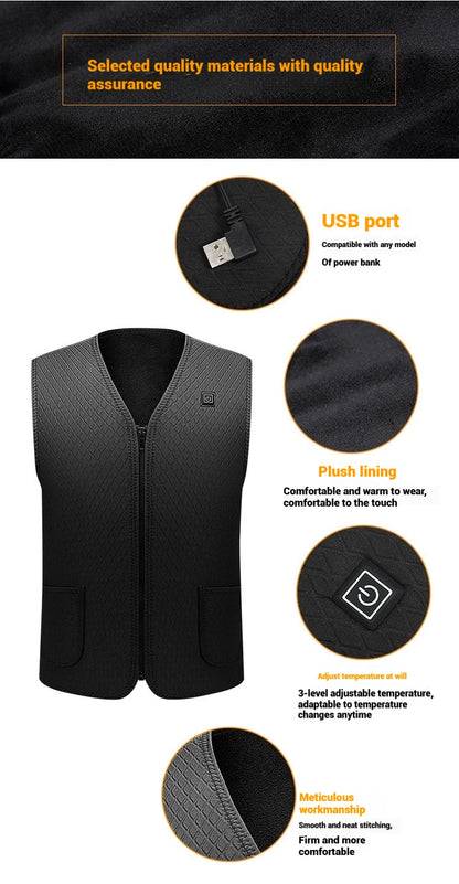 Usb Heated Vest for Men Women Electric Smart Heating Jacket Thermal Waistcoat Lightweight Warm Self Heating Vest Padded Jacket