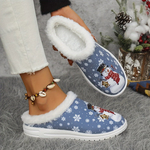 Cozy Snowman Slippers - Non-Slip Warm House Shoes, Plush Indoor Comfort for Winter. Soft & Slip-On! 🏠⛄️