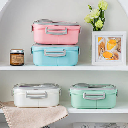 1Pcs Convenient Insulated Lunch Box European Oval Sealed Fresh-keeping Lunch Box Double-layer Household Adult Bento Box