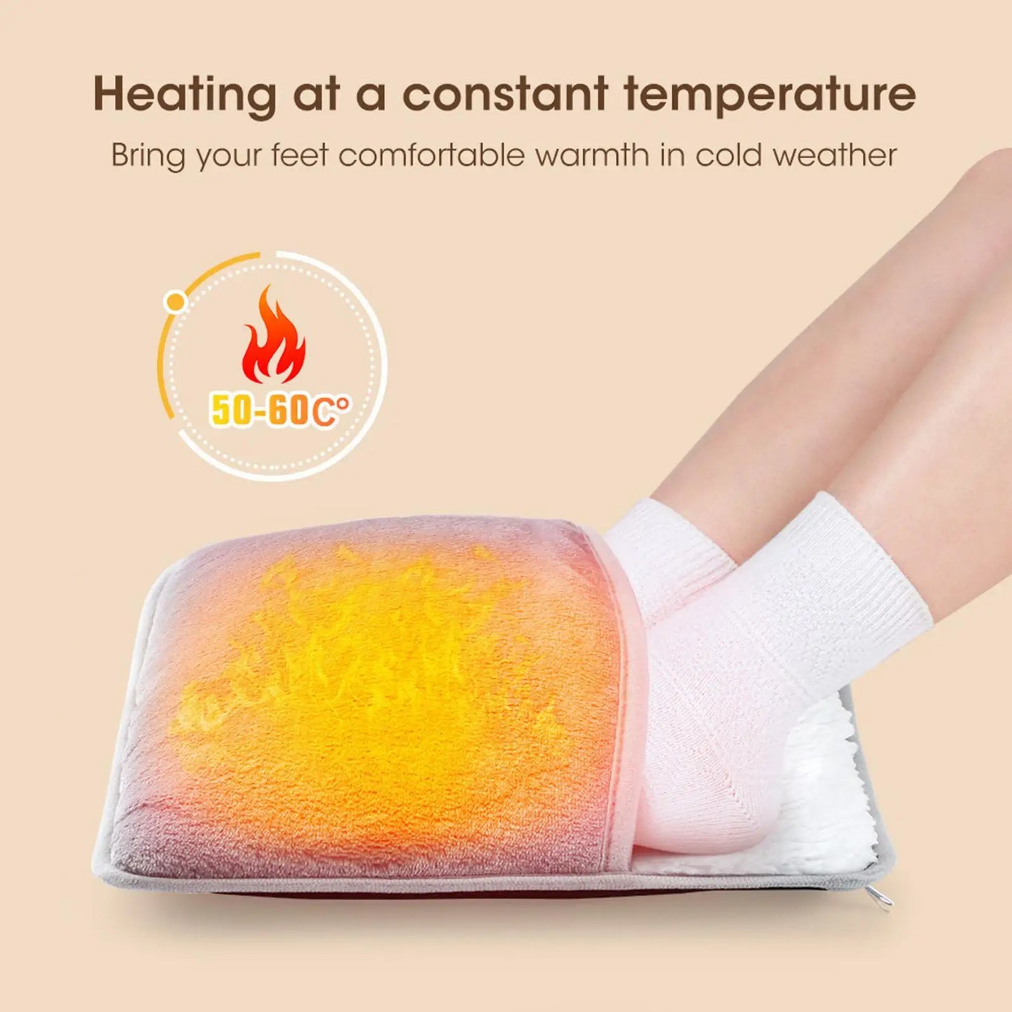 Foot Warmer USB Foot Heater Electric Foot Heating Pad Fast Heating Soft Plush Electric Foot Warmer for Home Heated Feet Warmer