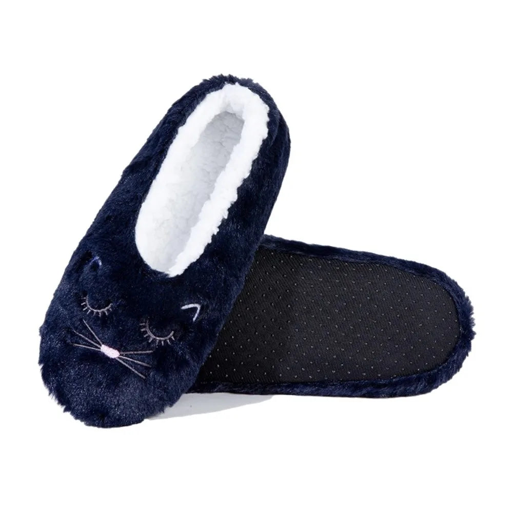 Cozy Anti-Slip Slipper Socks Women Cartoon Cat Soft Fleece Floor Socks Indoor Shoes Warm Winter Plush Socks Bedroom