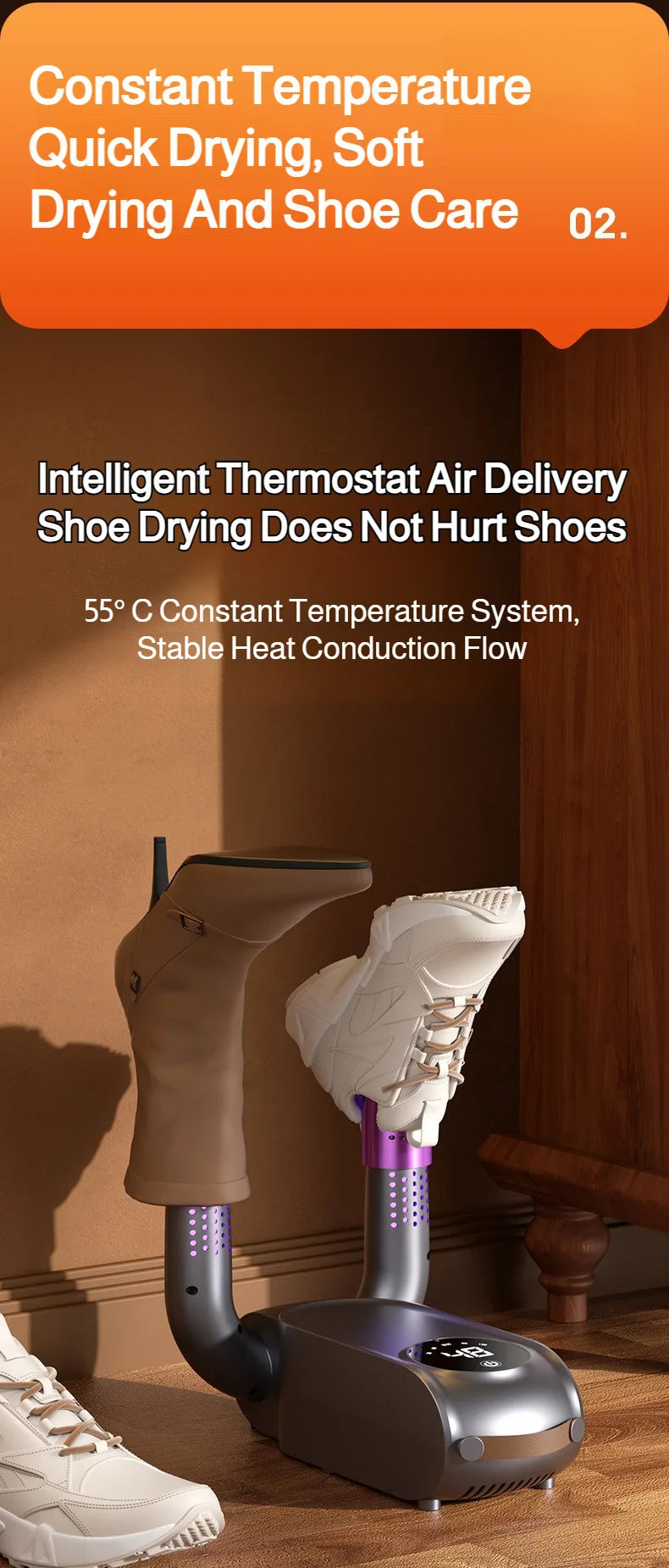 Foldable Shoes Dryer Intelligent Warmer For Home Travel Quick-Drying Shoe Deodorizer Boot Footwear Dry Machine