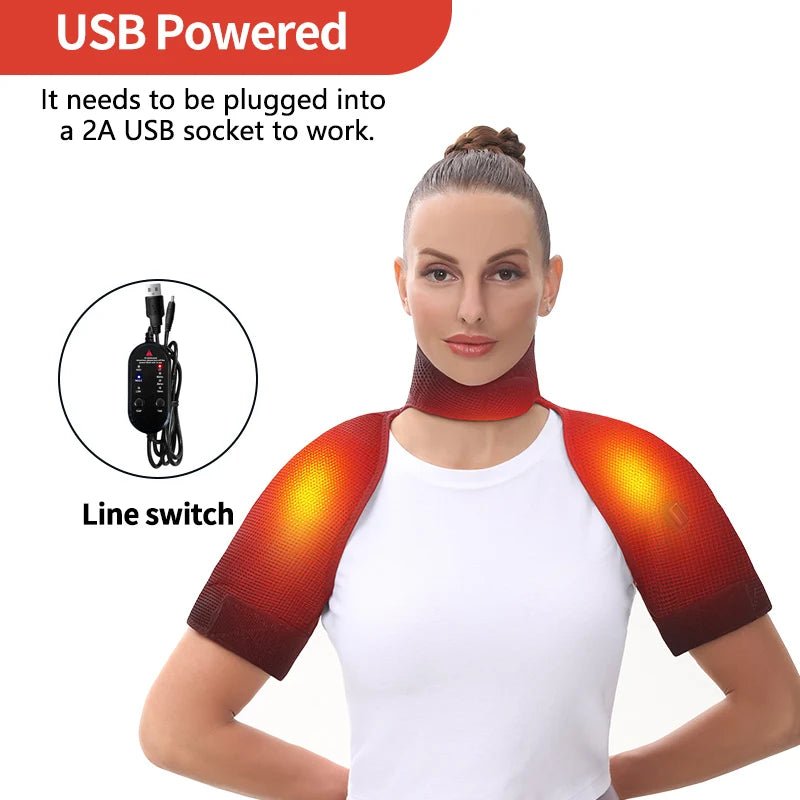 Heated Shoulder Back Massager 3 Massage Heating Functions Fits Shoulders Neck Back Relieves Cervical Soreness Muscle Strains