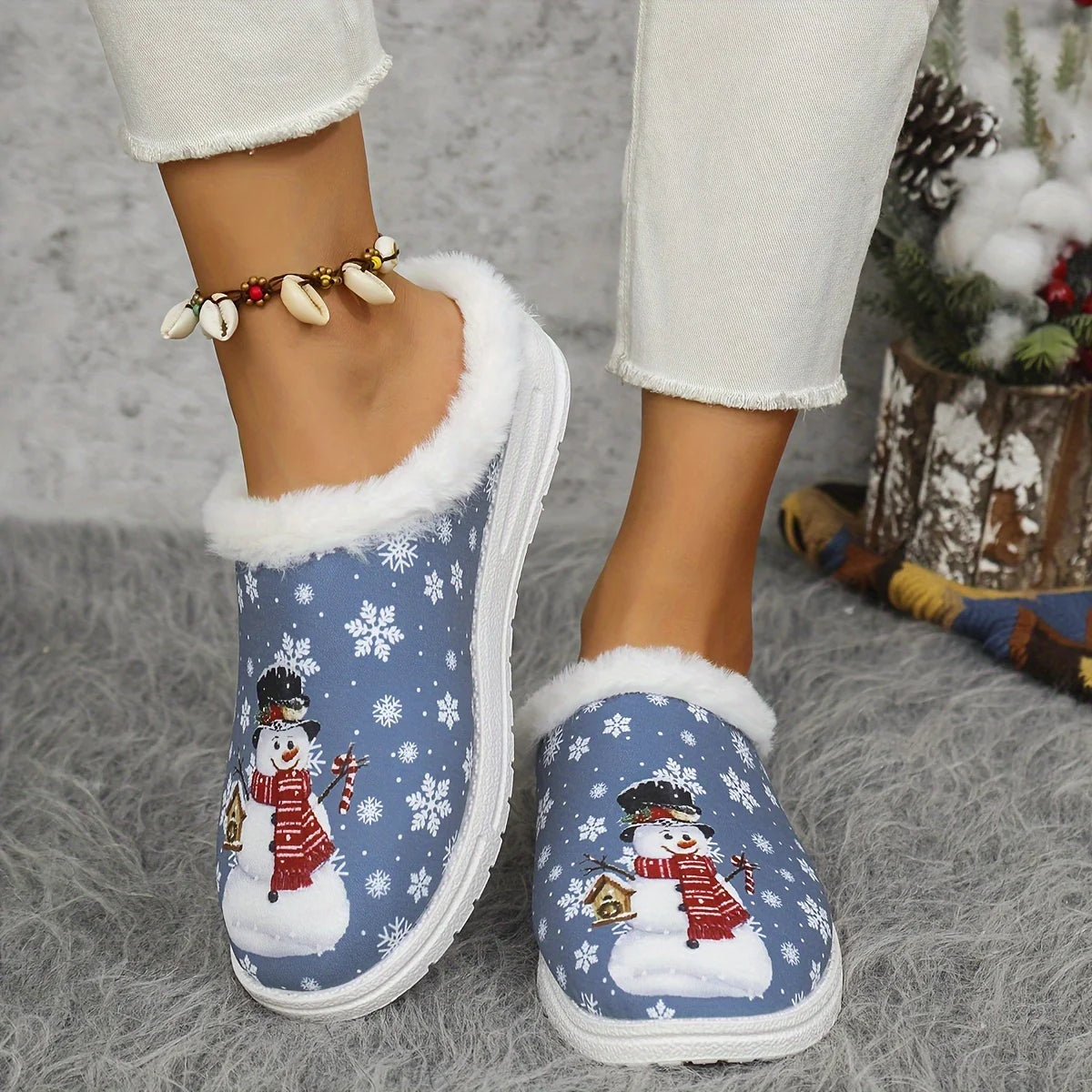 Cozy Snowman Slippers - Non-Slip Warm House Shoes, Plush Indoor Comfort for Winter. Soft & Slip-On! 🏠⛄️
