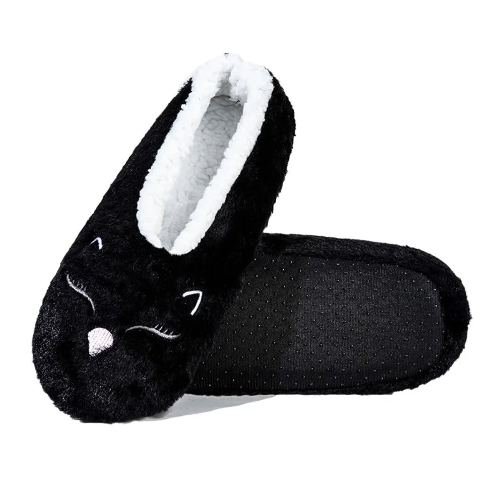 Cozy Anti-Slip Slipper Socks Women Cartoon Cat Soft Fleece Floor Socks Indoor Shoes Warm Winter Plush Socks Bedroom