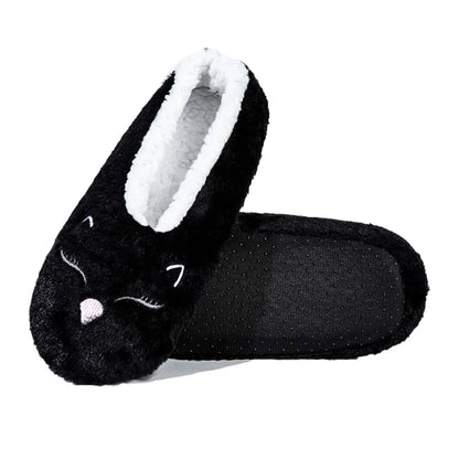 Cozy Anti-Slip Slipper Socks Women Cartoon Cat Soft Fleece Floor Socks Indoor Shoes Warm Winter Plush Socks Bedroom