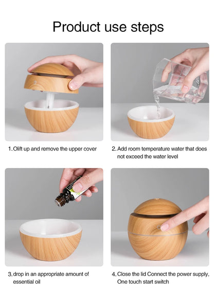 Home Wood Grain Air Humidifier Purifier Aroma Diffuser USB Ultrasonic Cool Mist Sprayer Essential Oil Fragrance
