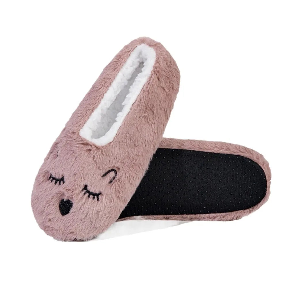 Cozy Anti-Slip Slipper Socks Women Cartoon Cat Soft Fleece Floor Socks Indoor Shoes Warm Winter Plush Socks Bedroom