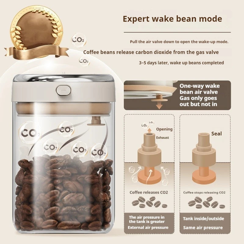 Vacuum Sealed Coffee Bean Storage Jar