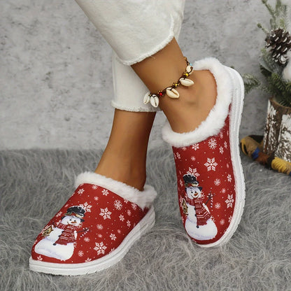 Cozy Snowman Slippers - Non-Slip Warm House Shoes, Plush Indoor Comfort for Winter. Soft & Slip-On! 🏠⛄️