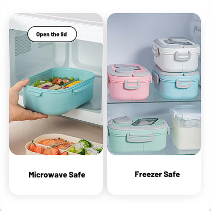 1Pcs Convenient Insulated Lunch Box European Oval Sealed Fresh-keeping Lunch Box Double-layer Household Adult Bento Box
