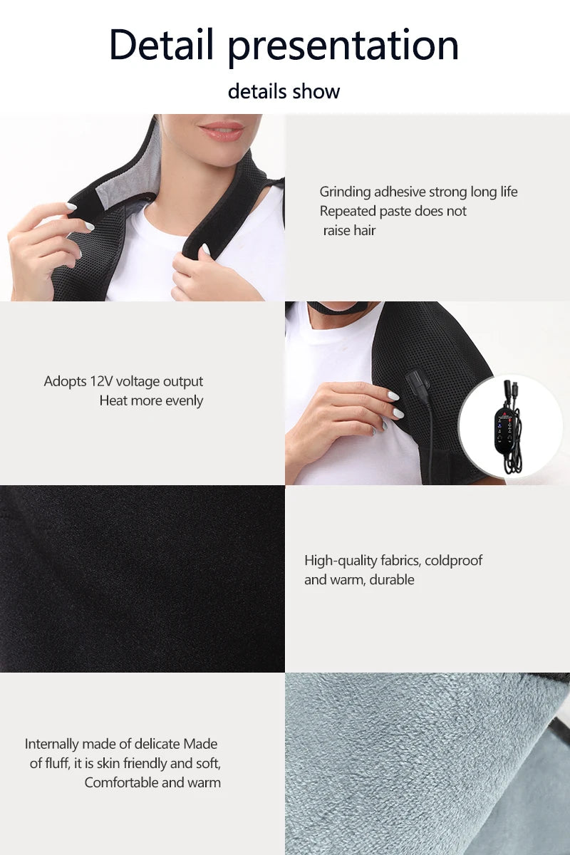 Heated Shoulder Back Massager 3 Massage Heating Functions Fits Shoulders Neck Back Relieves Cervical Soreness Muscle Strains