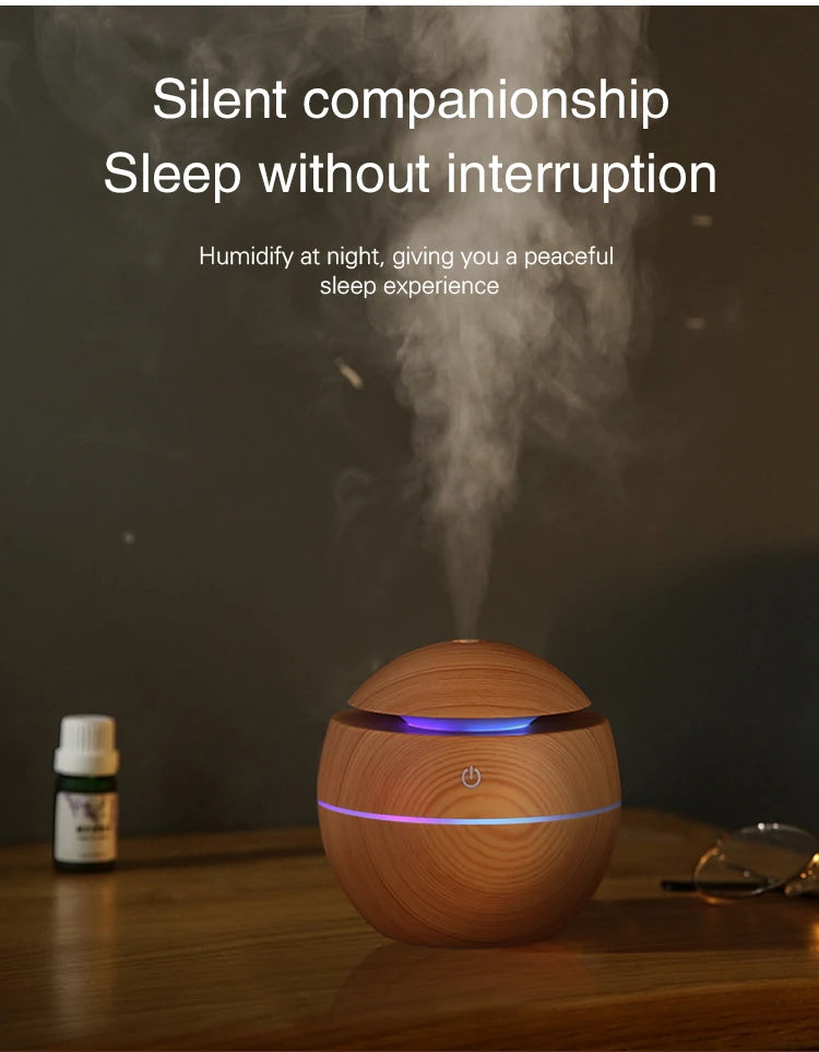 Home Wood Grain Air Humidifier Purifier Aroma Diffuser USB Ultrasonic Cool Mist Sprayer Essential Oil Fragrance