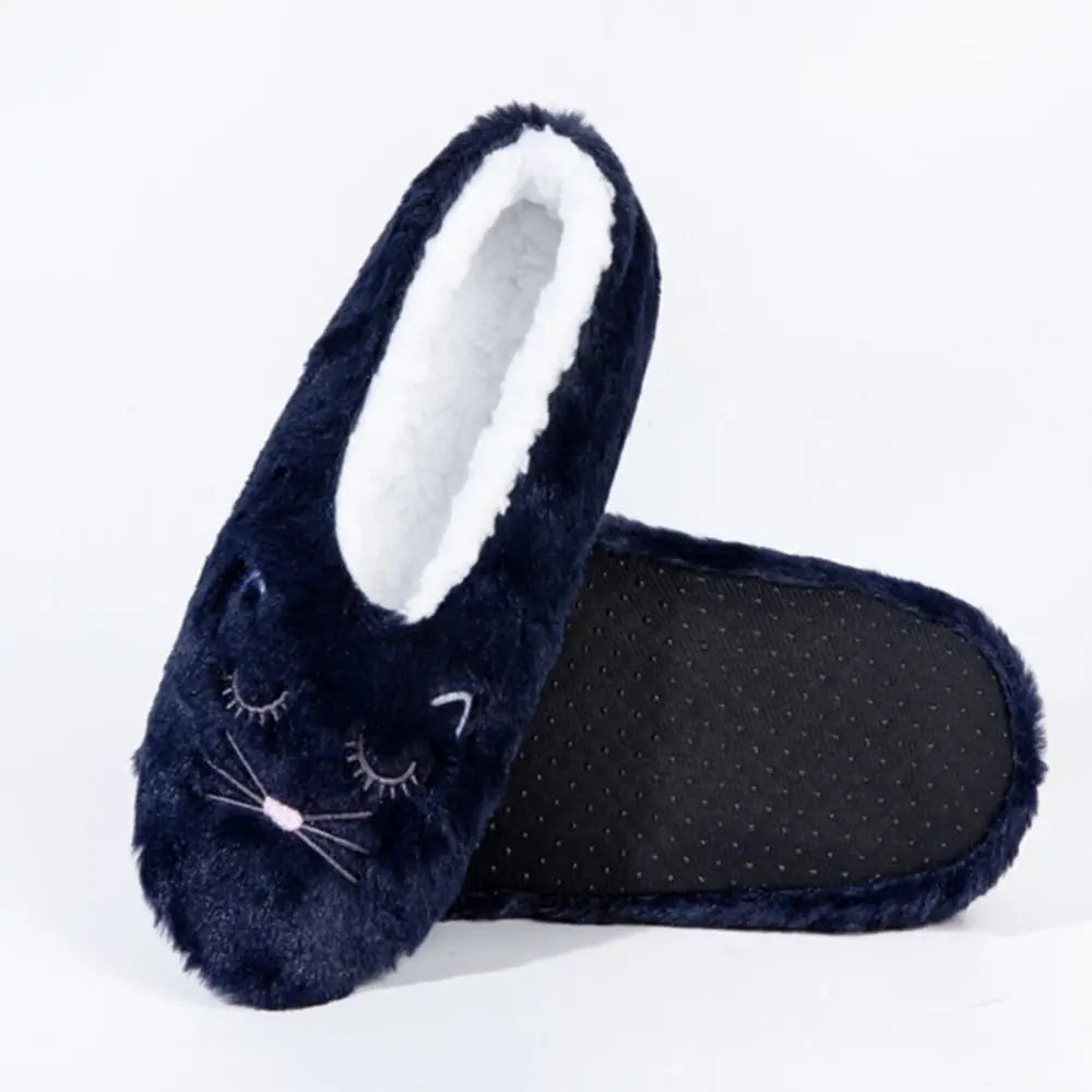 Cozy Anti-Slip Slipper Socks Women Cartoon Cat Soft Fleece Floor Socks Indoor Shoes Warm Winter Plush Socks Bedroom