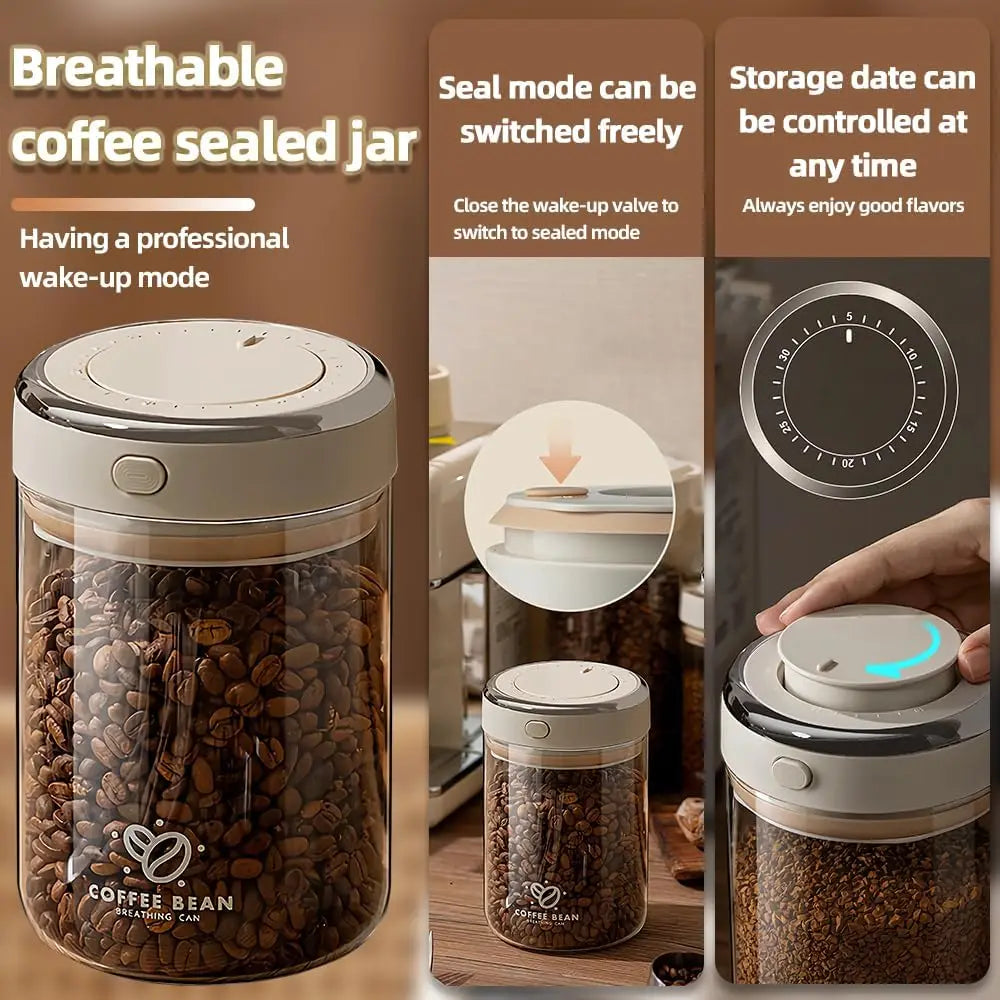 Vacuum Sealed Coffee Bean Storage Jar