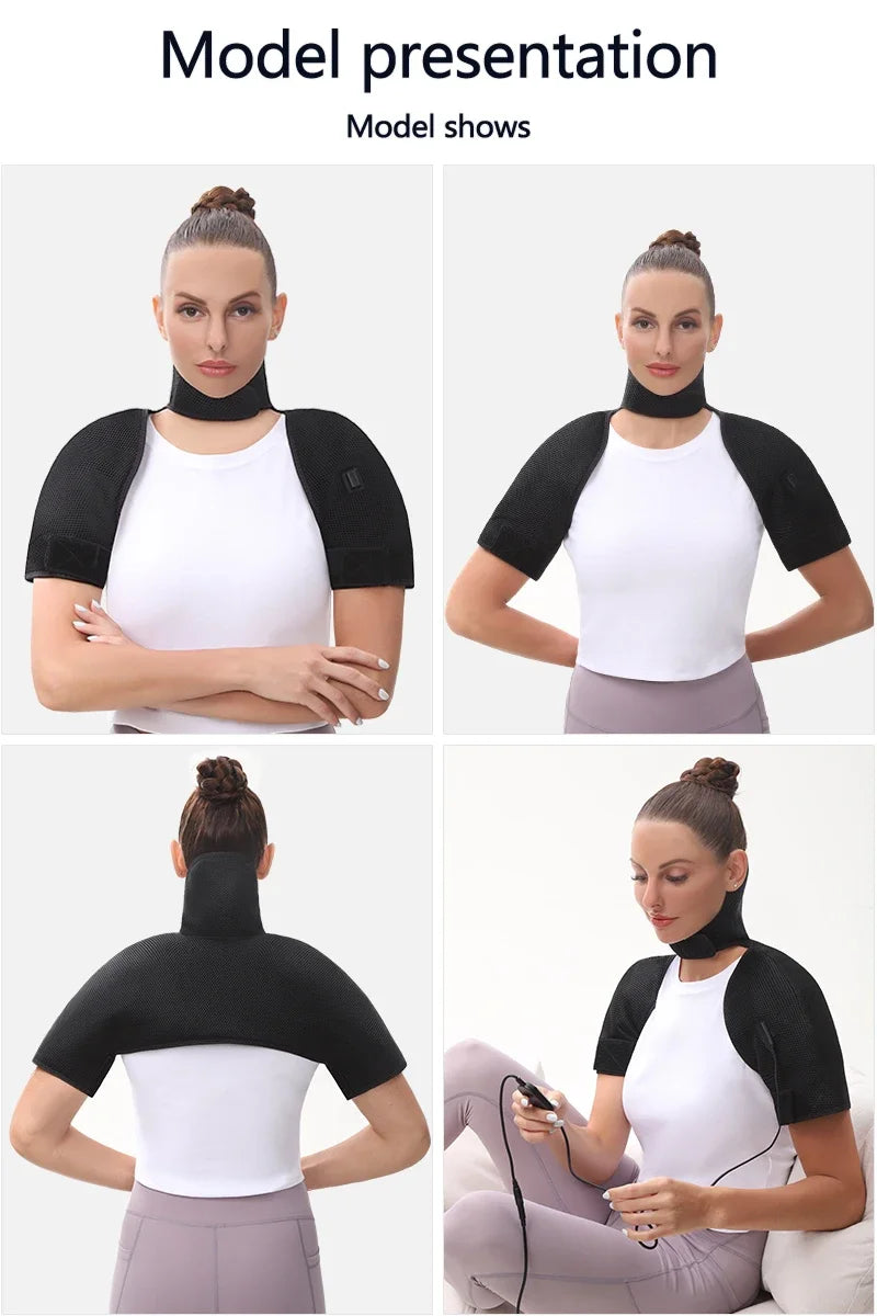 Heated Shoulder Back Massager 3 Massage Heating Functions Fits Shoulders Neck Back Relieves Cervical Soreness Muscle Strains