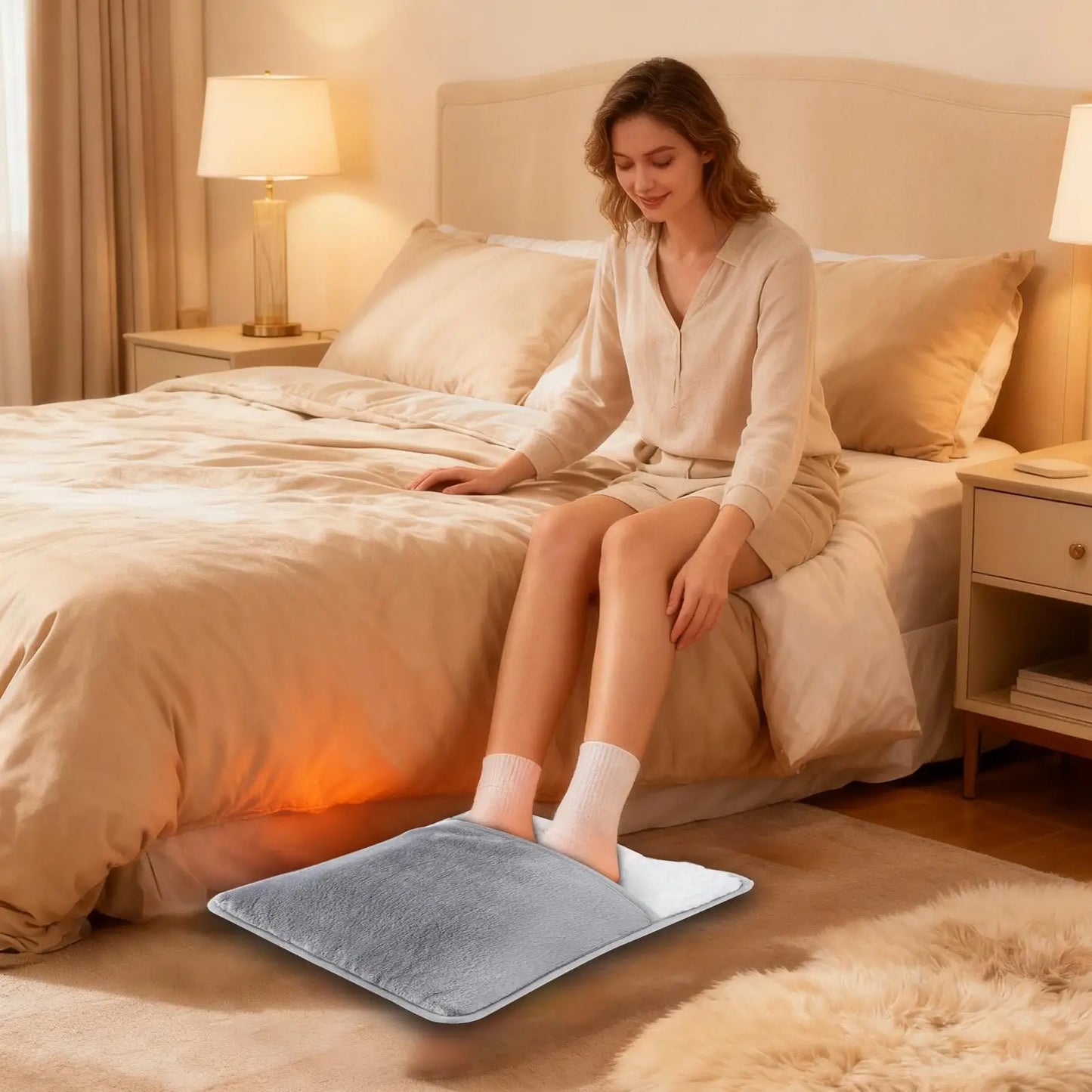 Foot Warmer USB Foot Heater Electric Foot Heating Pad Fast Heating Soft Plush Electric Foot Warmer for Home Heated Feet Warmer