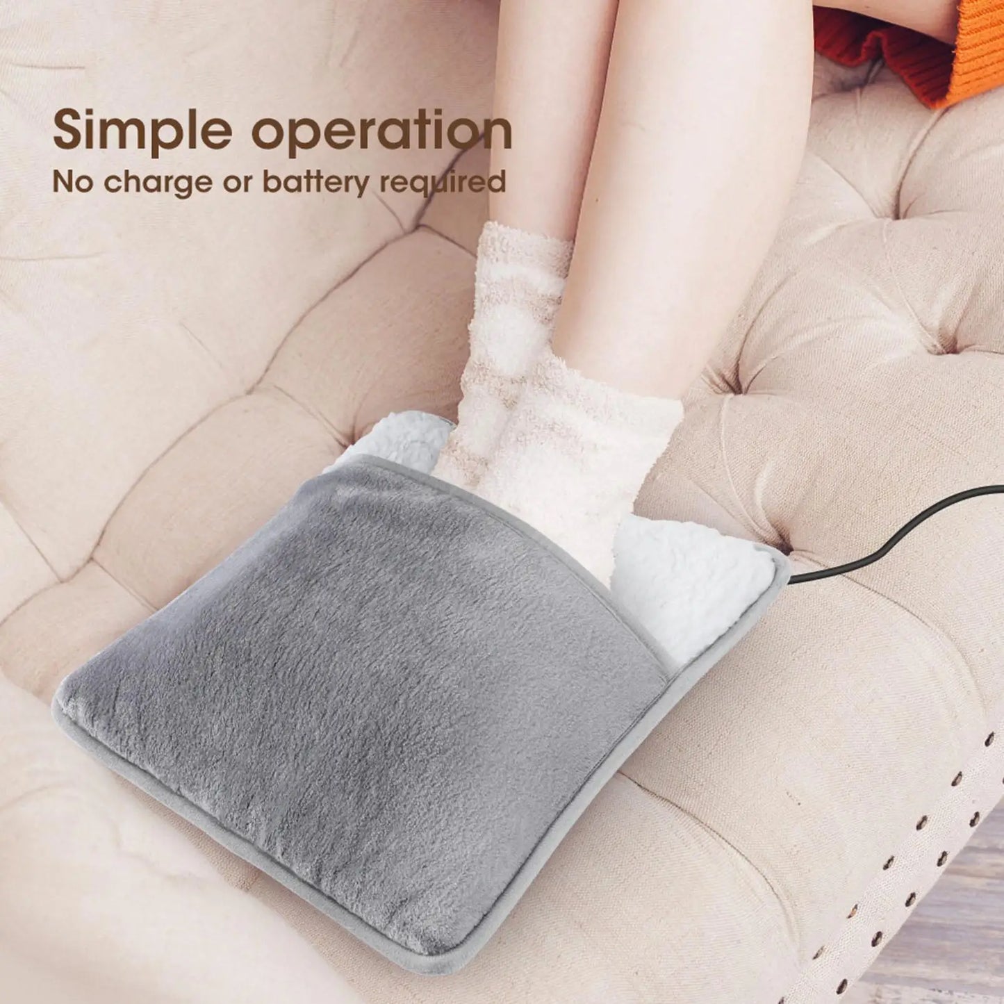 Foot Warmer USB Foot Heater Electric Foot Heating Pad Fast Heating Soft Plush Electric Foot Warmer for Home Heated Feet Warmer