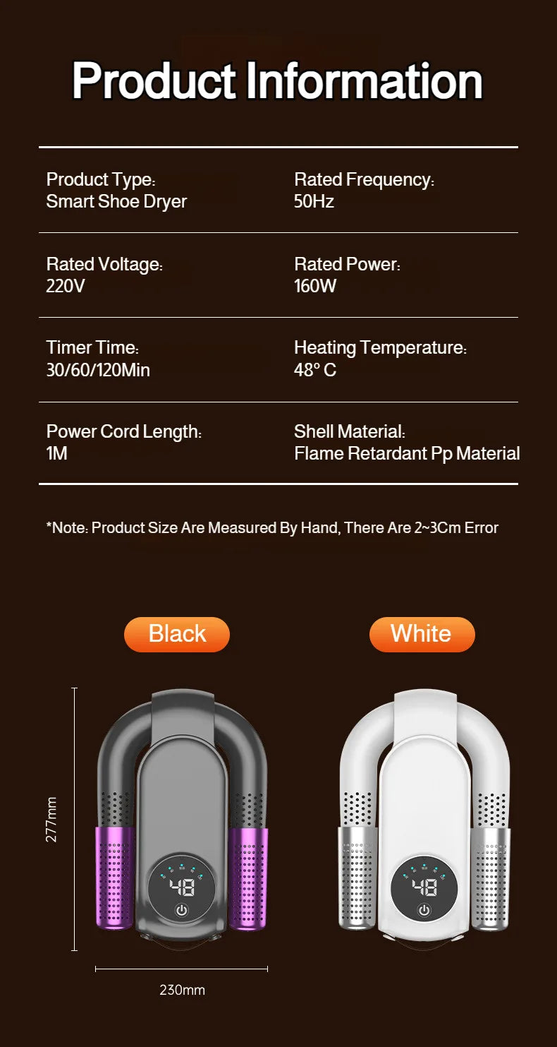 Foldable Shoes Dryer Intelligent Warmer For Home Travel Quick-Drying Shoe Deodorizer Boot Footwear Dry Machine