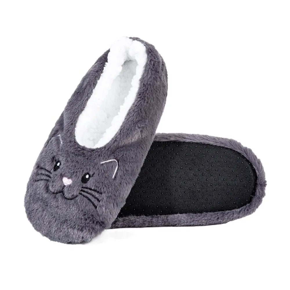 Cozy Anti-Slip Slipper Socks Women Cartoon Cat Soft Fleece Floor Socks Indoor Shoes Warm Winter Plush Socks Bedroom