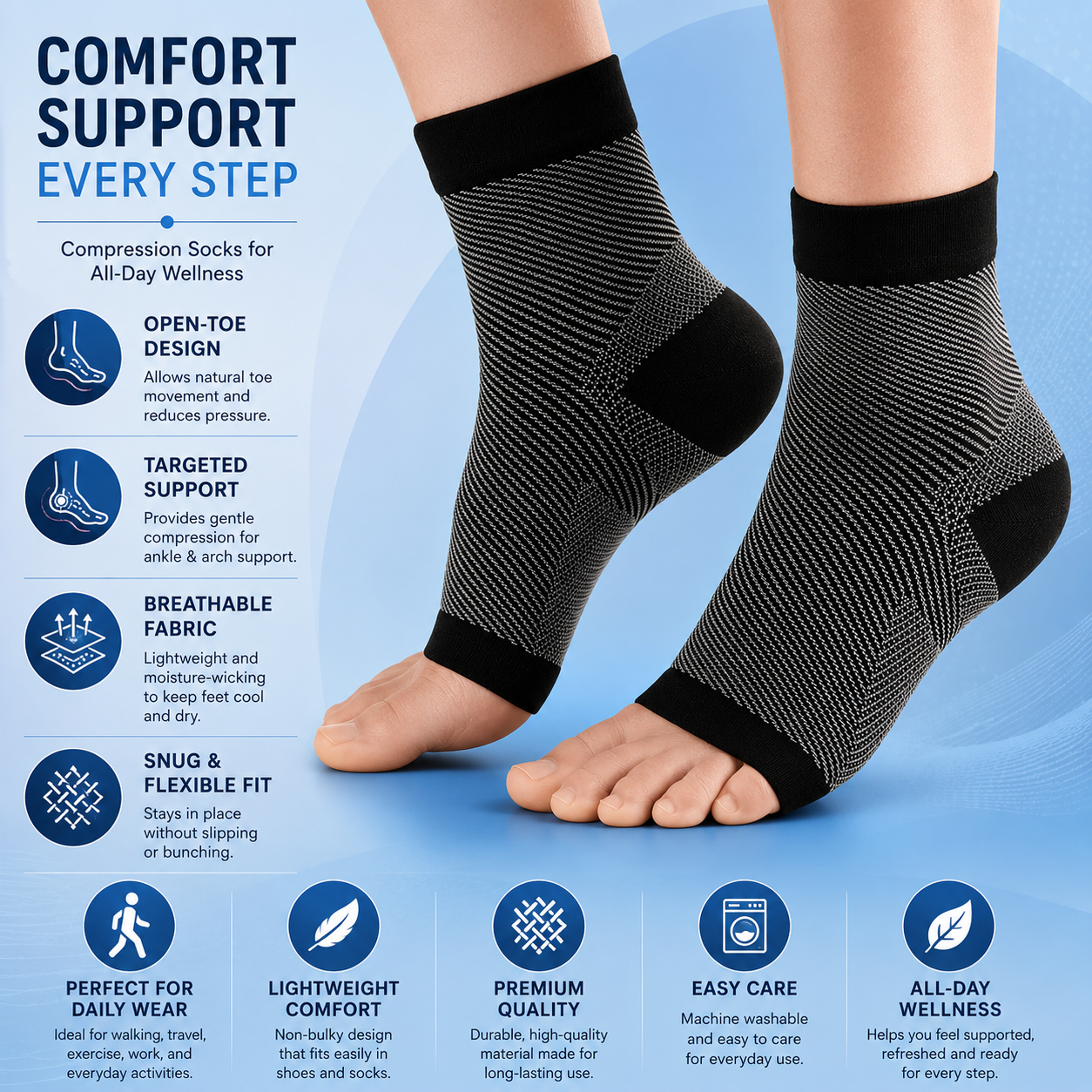 Foot & Ankle Sleeve Compression Socks